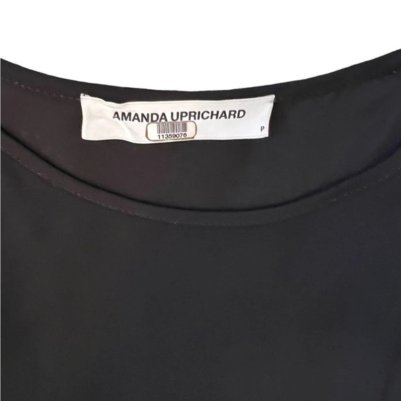 Amanda Uprichard dress size P (XS) black mini dress with tie waist short sleeves - Picture 3 of 5